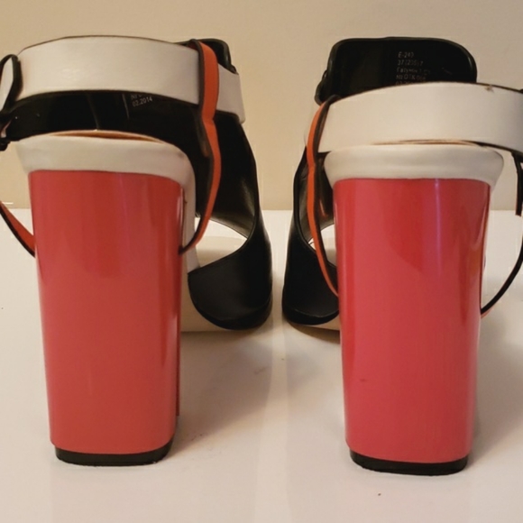 Disco Diva! Navy faux Leather & Orange heels 6.5 EUC - Picture 9 of 13